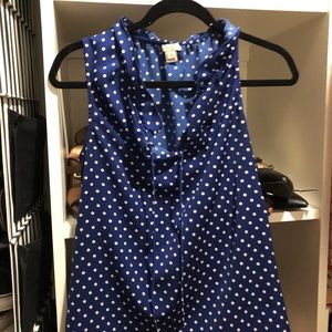 NWOT Blue and white polka dot tank from J Crew